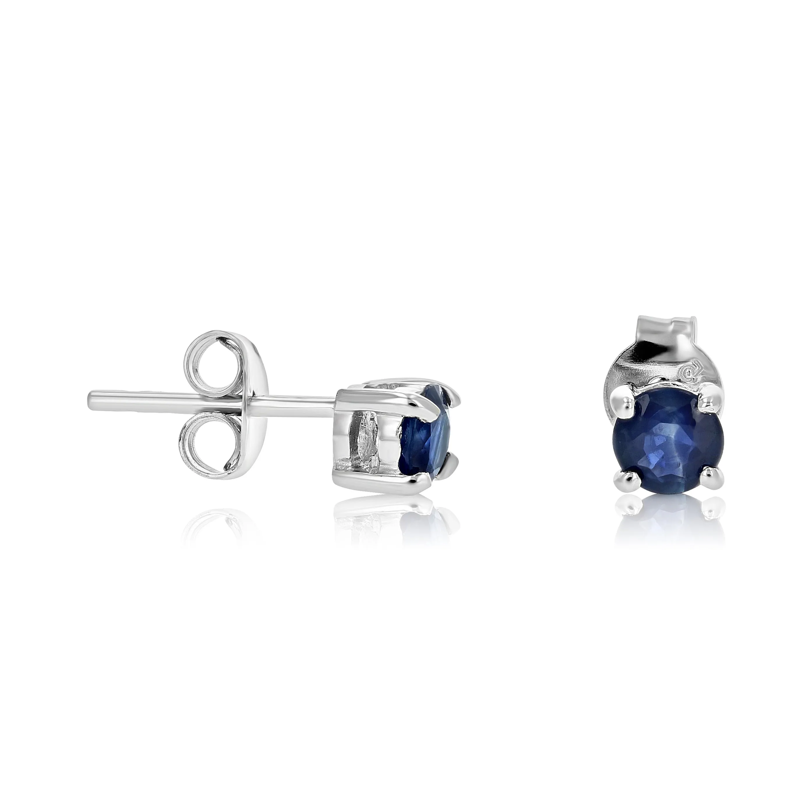 1/3 cttw Blue Sapphire Earrings .925 Sterling Silver Rhodium Round Prong Set