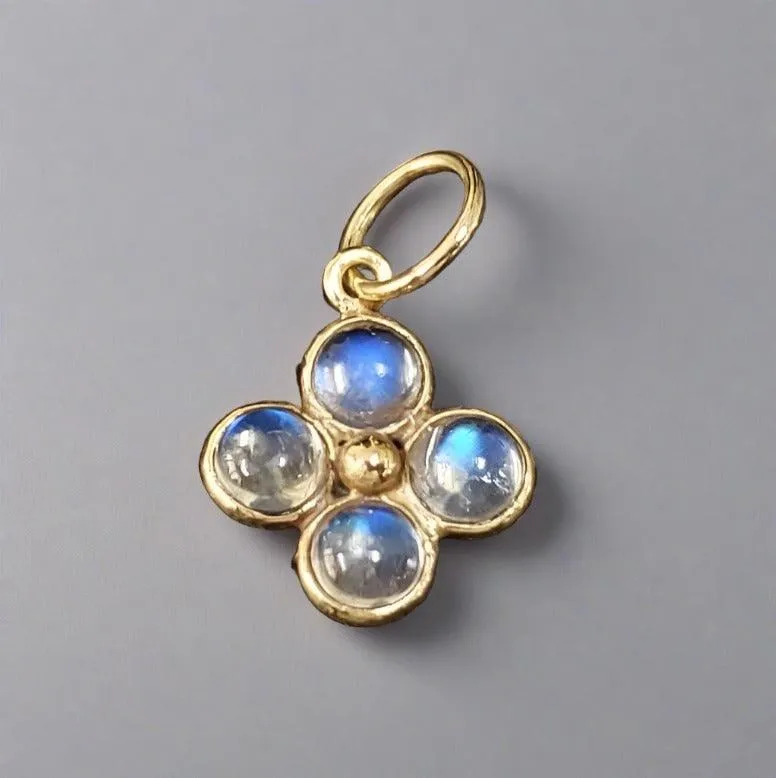 14k Gold Rainbow Moonstone  Pendant