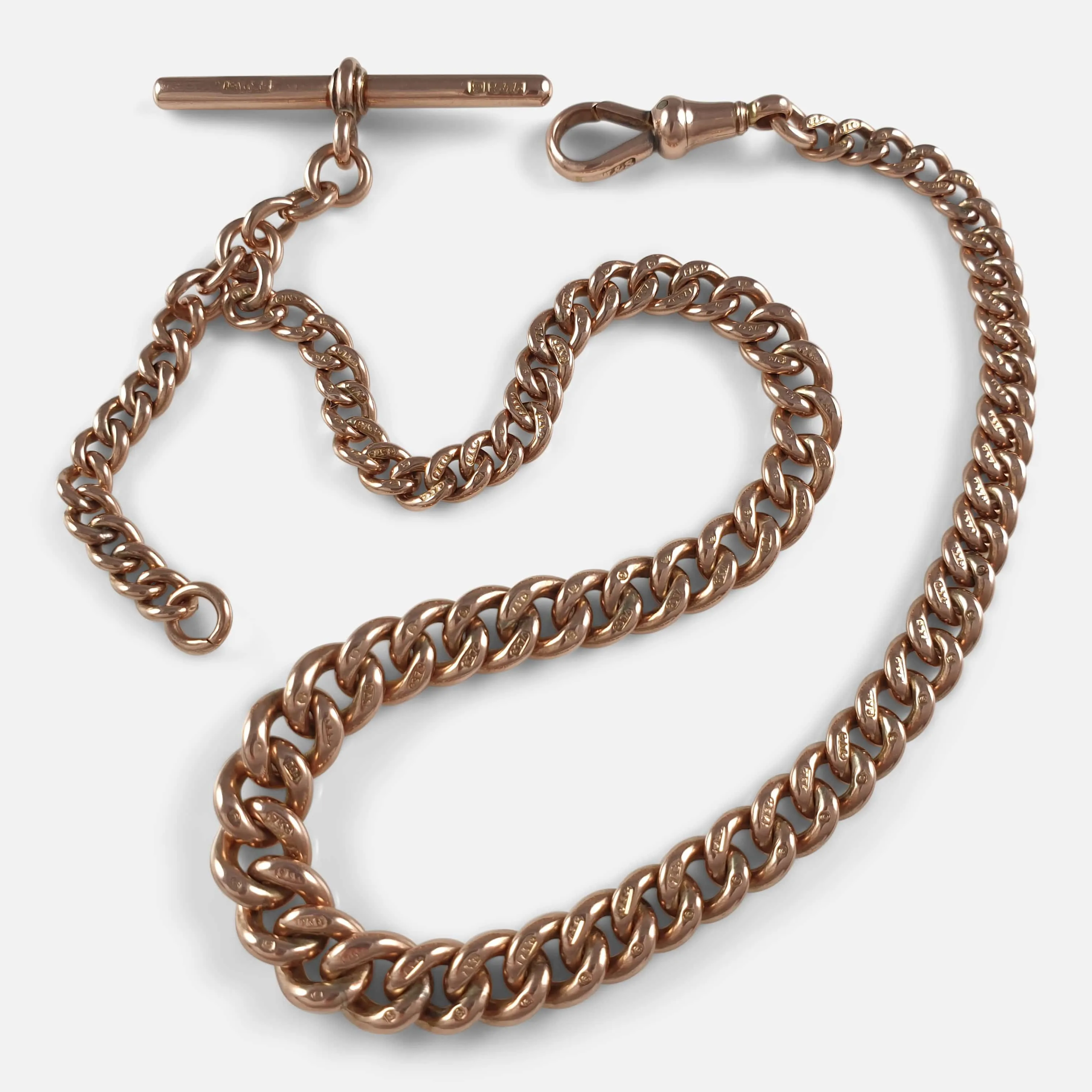 9ct Rose Gold Albert Watch Chain, 29.1 grams