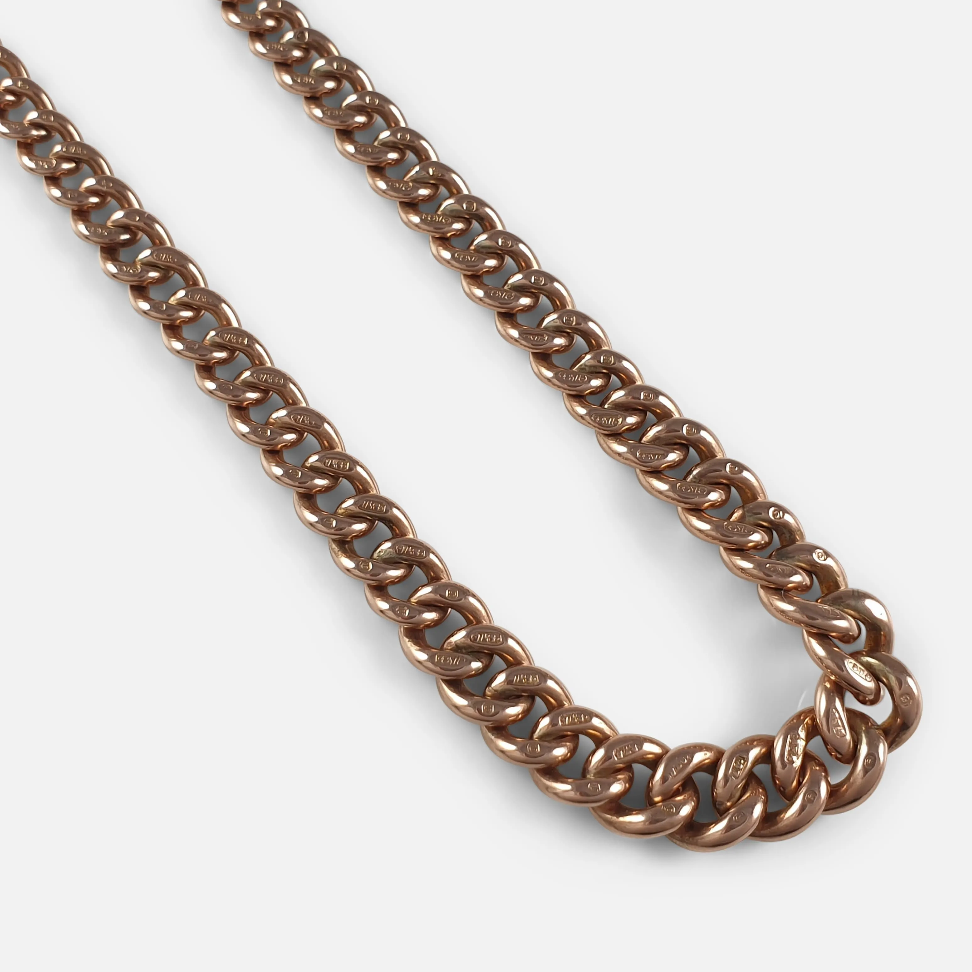 9ct Rose Gold Albert Watch Chain, 29.1 grams