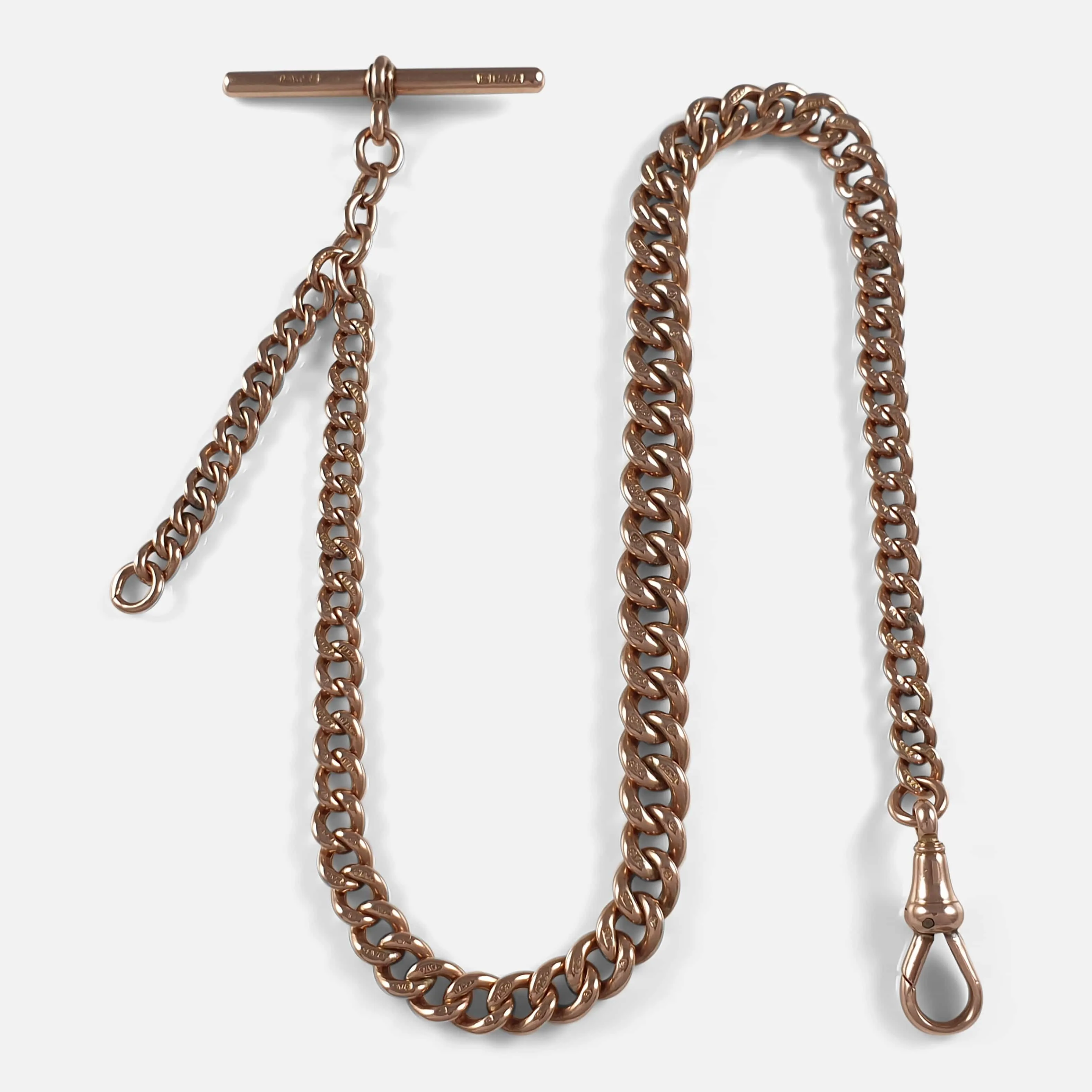 9ct Rose Gold Albert Watch Chain, 29.1 grams