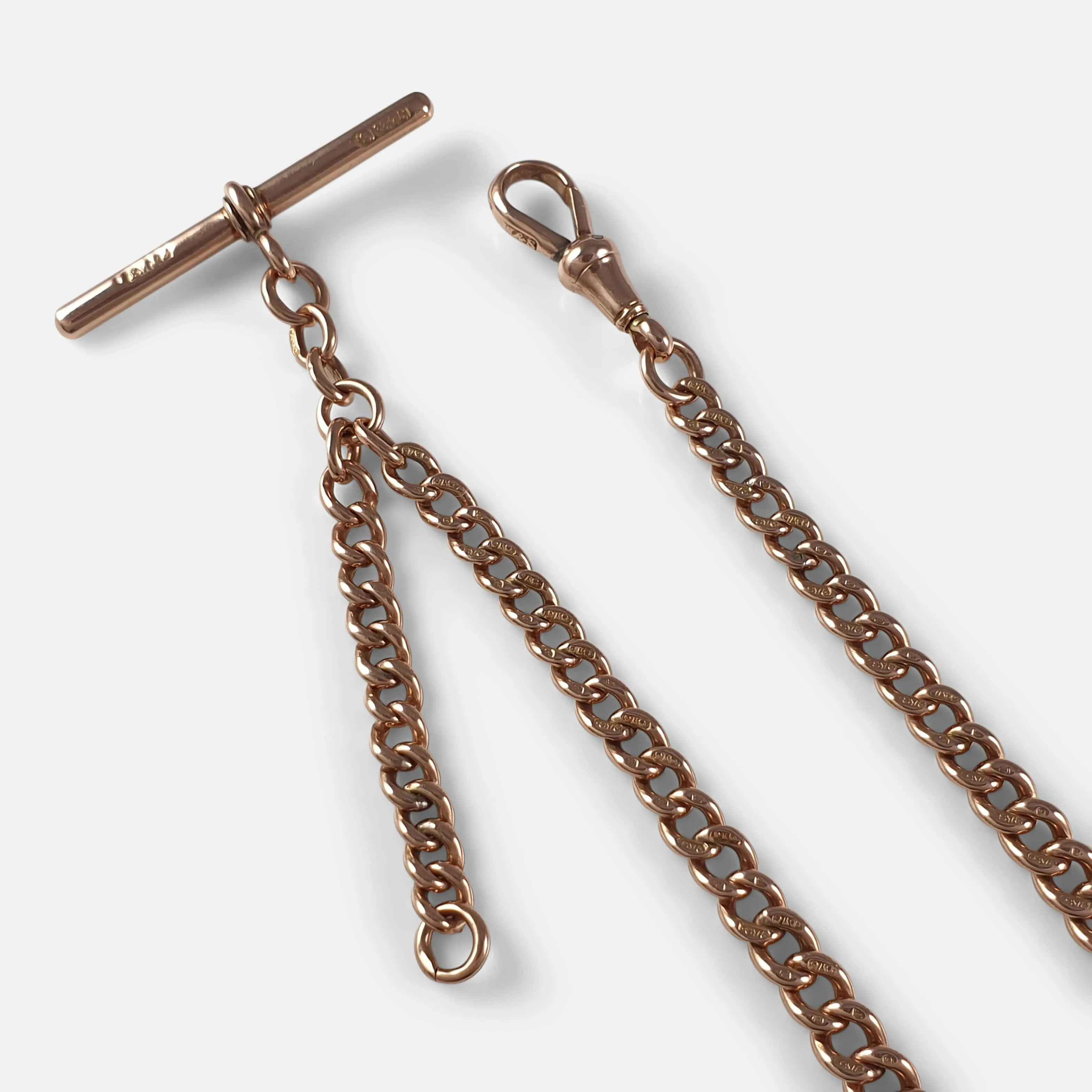 9ct Rose Gold Albert Watch Chain, 29.1 grams