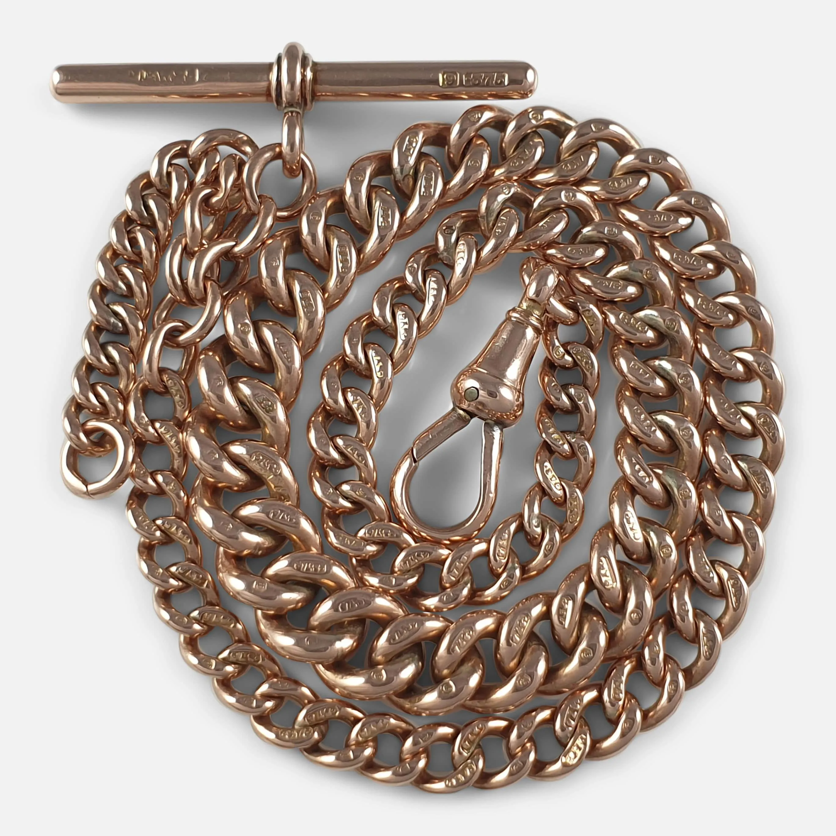 9ct Rose Gold Albert Watch Chain, 29.1 grams