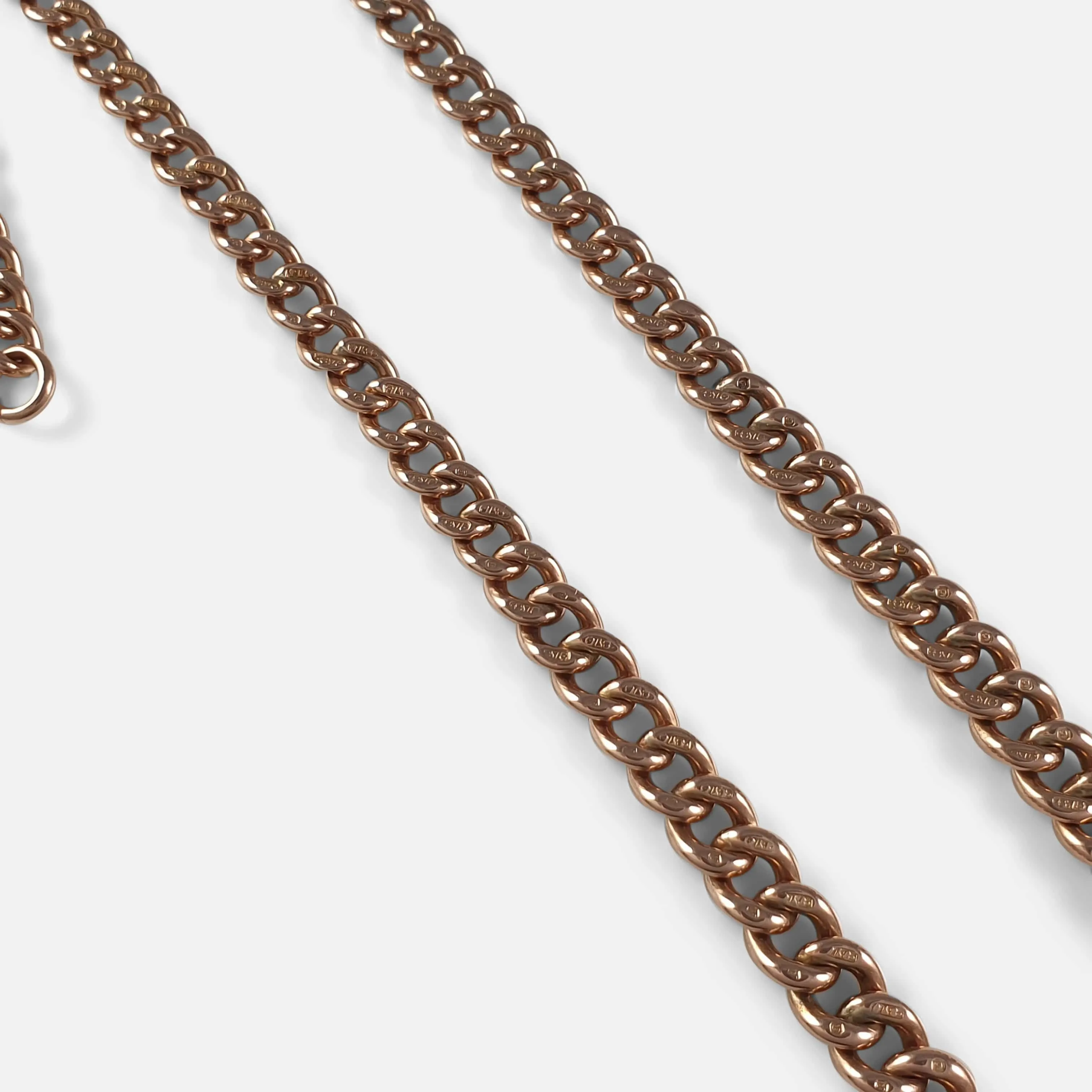 9ct Rose Gold Albert Watch Chain, 29.1 grams