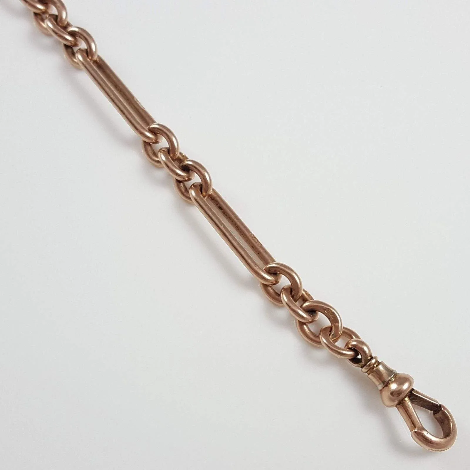 9ct Rose Gold Albert Watch Chain and Carnelian Fob 44.6 Grams