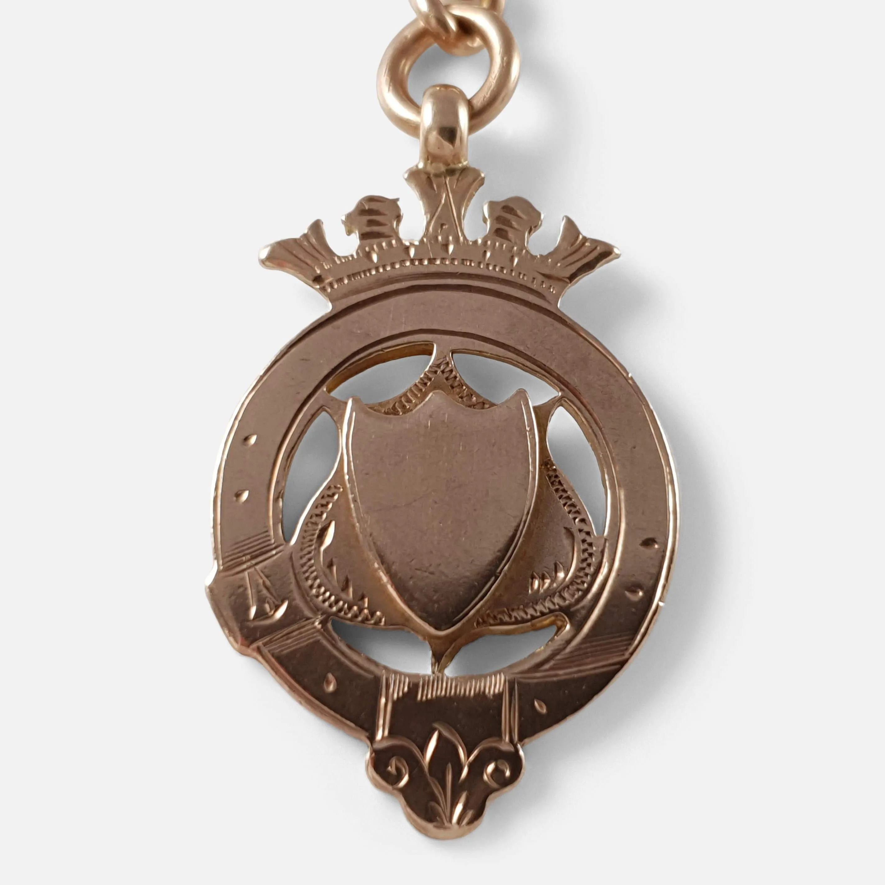 9ct Rose Gold Graduating Albert Watch Chain and Fob, 45.0g