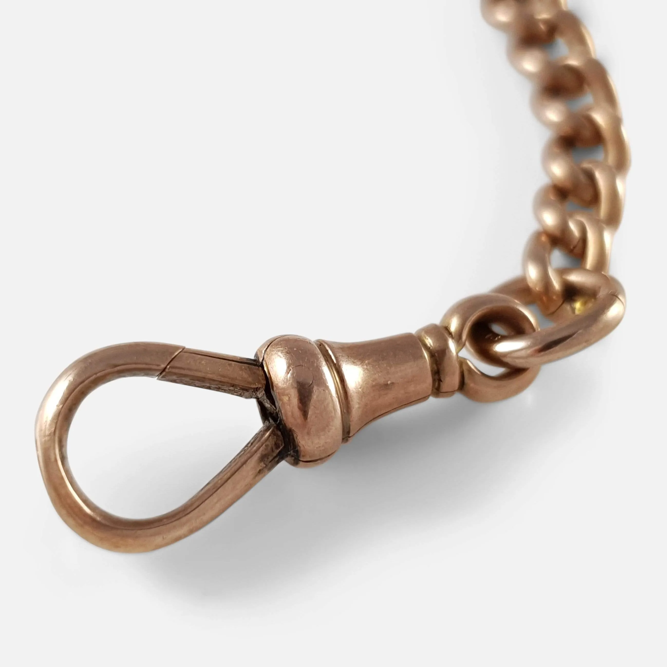 9ct Rose Gold Graduating Albert Watch Chain and Fob, 45.0g