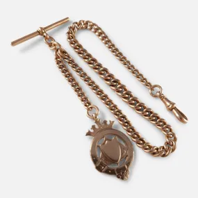 9ct Rose Gold Graduating Albert Watch Chain and Fob, 45.0g