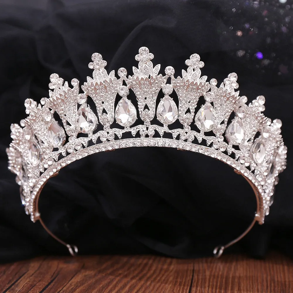 Baroque Stately Luxury Crown-Tiara-Quinceanera-Bridal-Wedding Hair Accessories and Jewelry