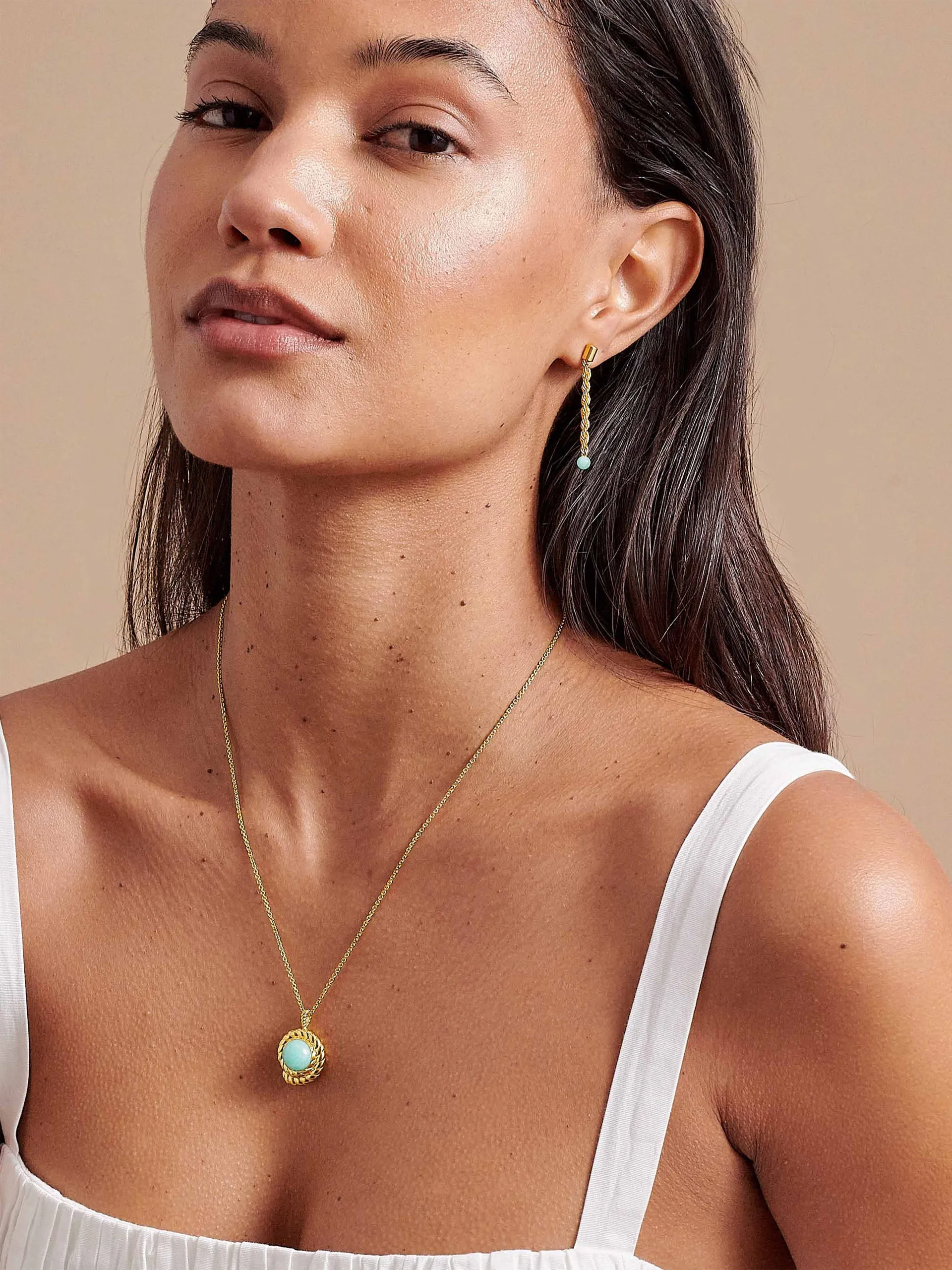 Coastal rope drop amazonite earrings