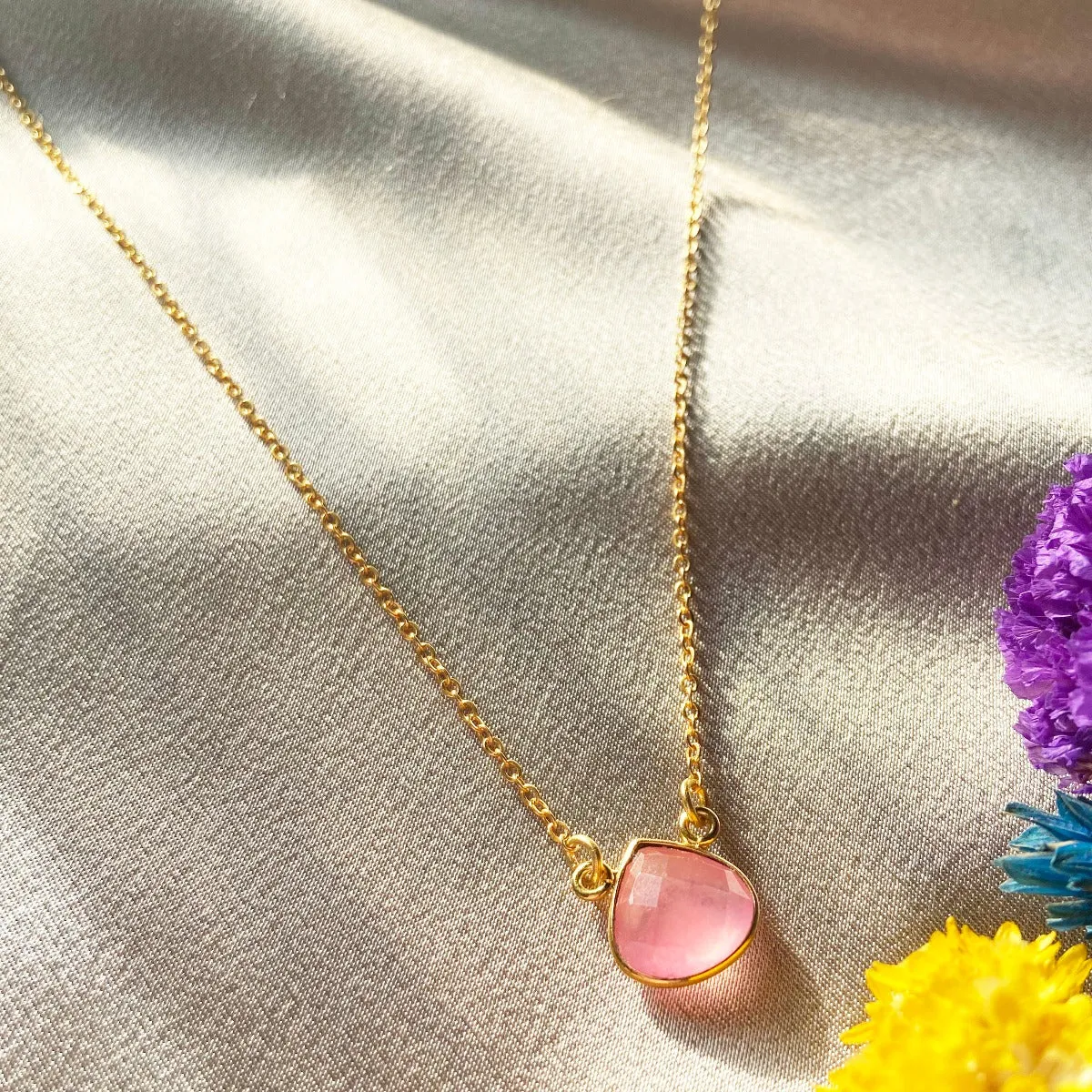 Cosmos Pink Jade Necklace