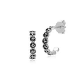 Damen 925 Sterlingsilber Markasit Rund Halber Reifen Ohrstecker