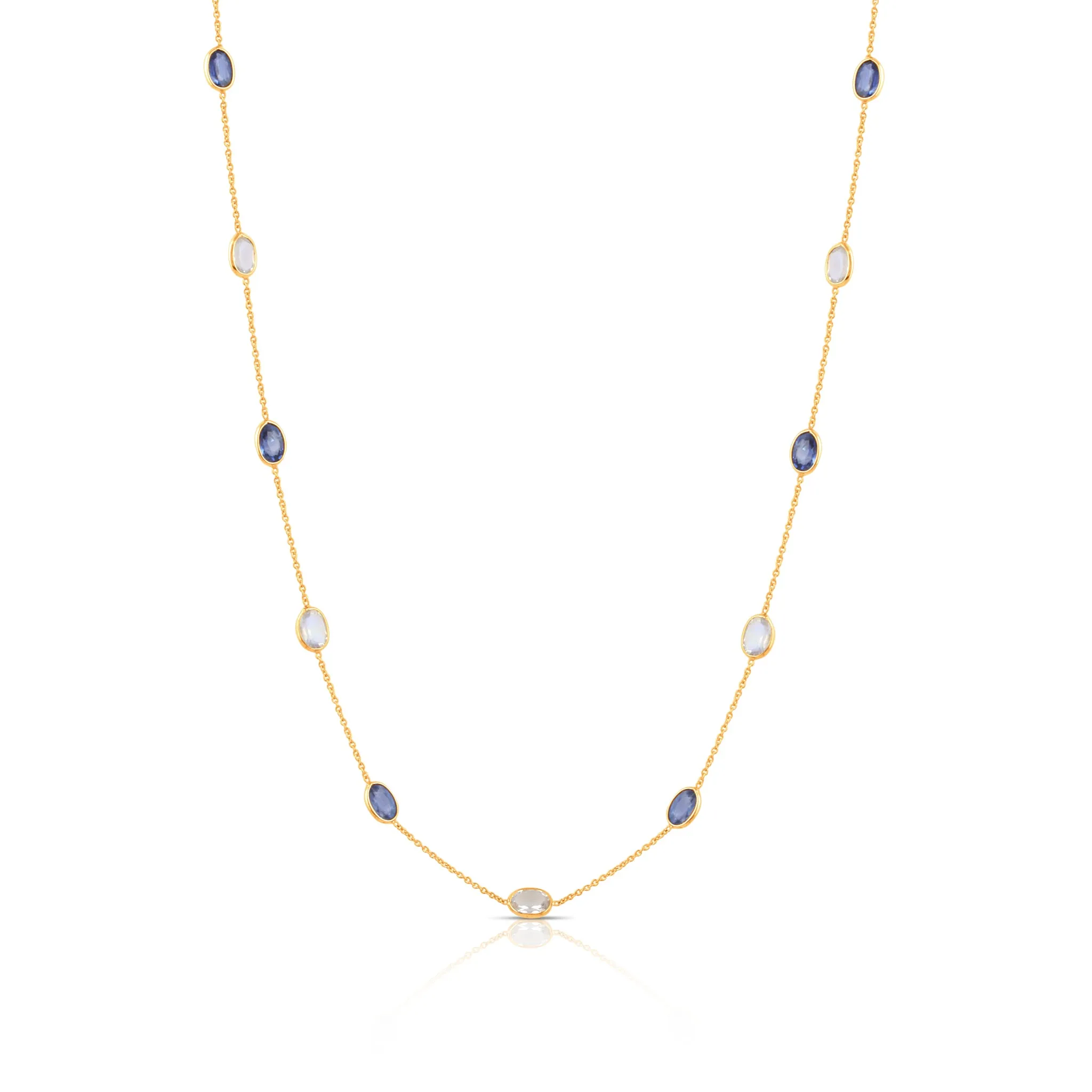 Gemstone Oval Necklace In 18K Yellow Gold