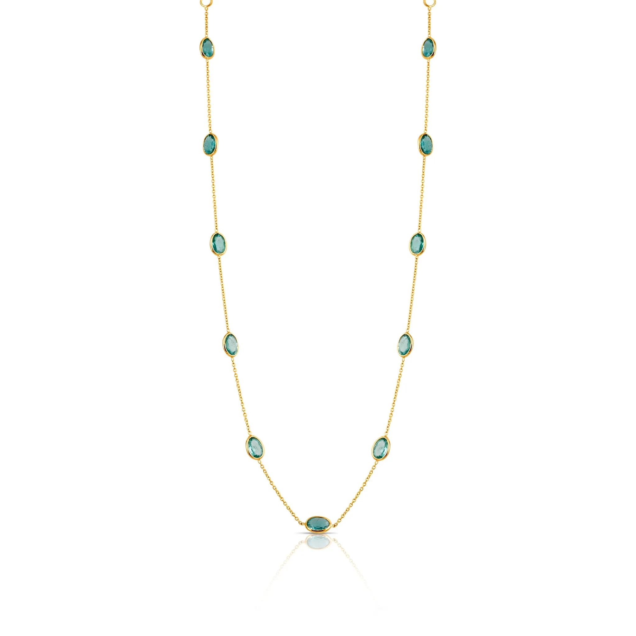 Gemstone Oval Necklace In 18K Yellow Gold