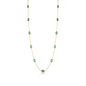 Gemstone Oval Necklace In 18K Yellow Gold