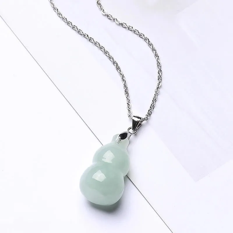 Genuine Natural Tiny Gourd Jade necklace S925 Silver inlay Jadeite Pendant Untreated Grade A Certified Carved Authentic Burma Dainty gift