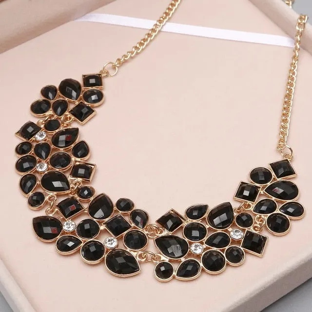 Geometric Multicolor Mosaic Stone Beads Choker Necklace Women