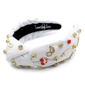 Hand Sewn Nurse Jeweled Knot Headband