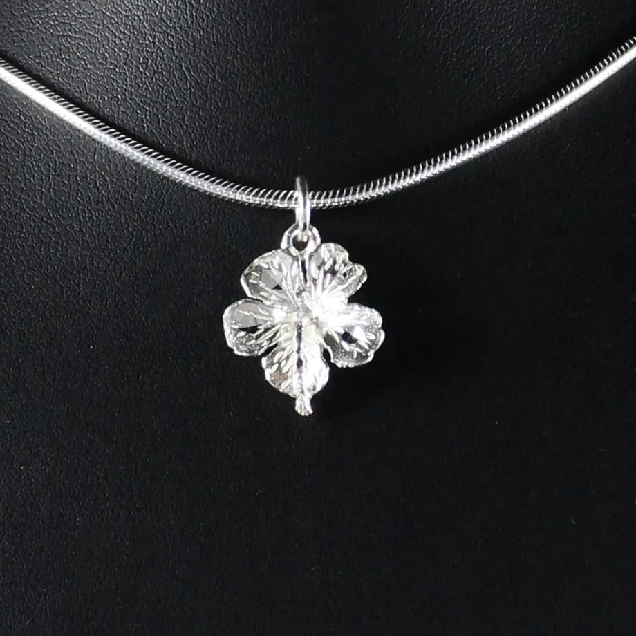 Large Hibiscus Flower Pendant with Chain