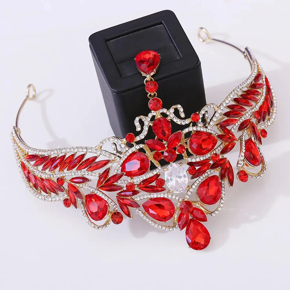 Luxury Water Drop Forehead Crystal AB Bridal Tiara Crowns Hair  Accessory
