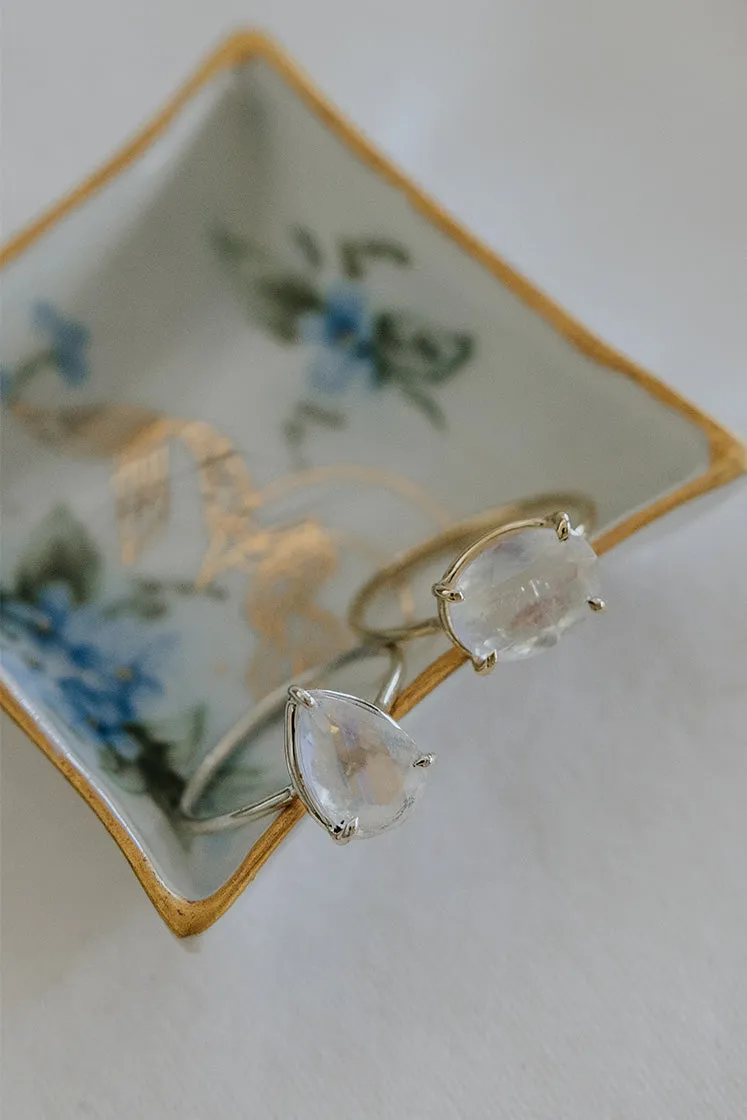 Moonstone Teardrop Ring - Sterling Silver