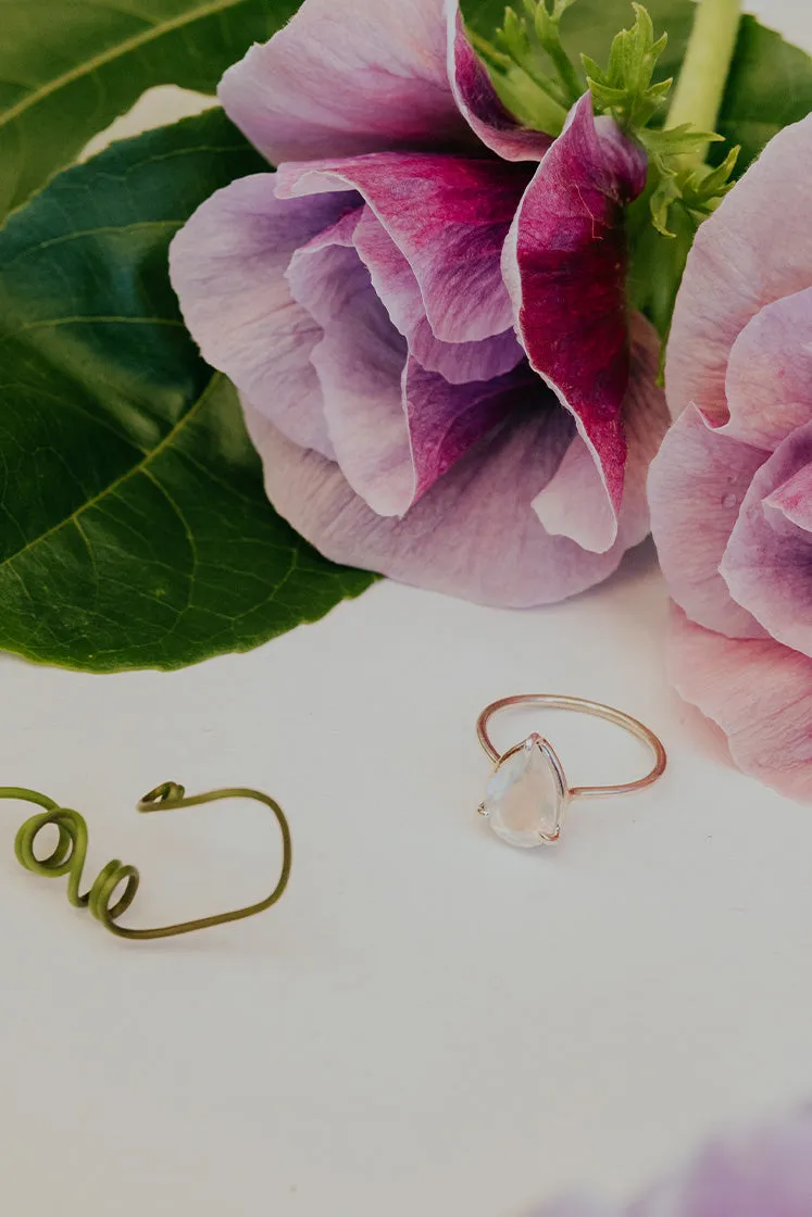 Moonstone Teardrop Ring - Sterling Silver