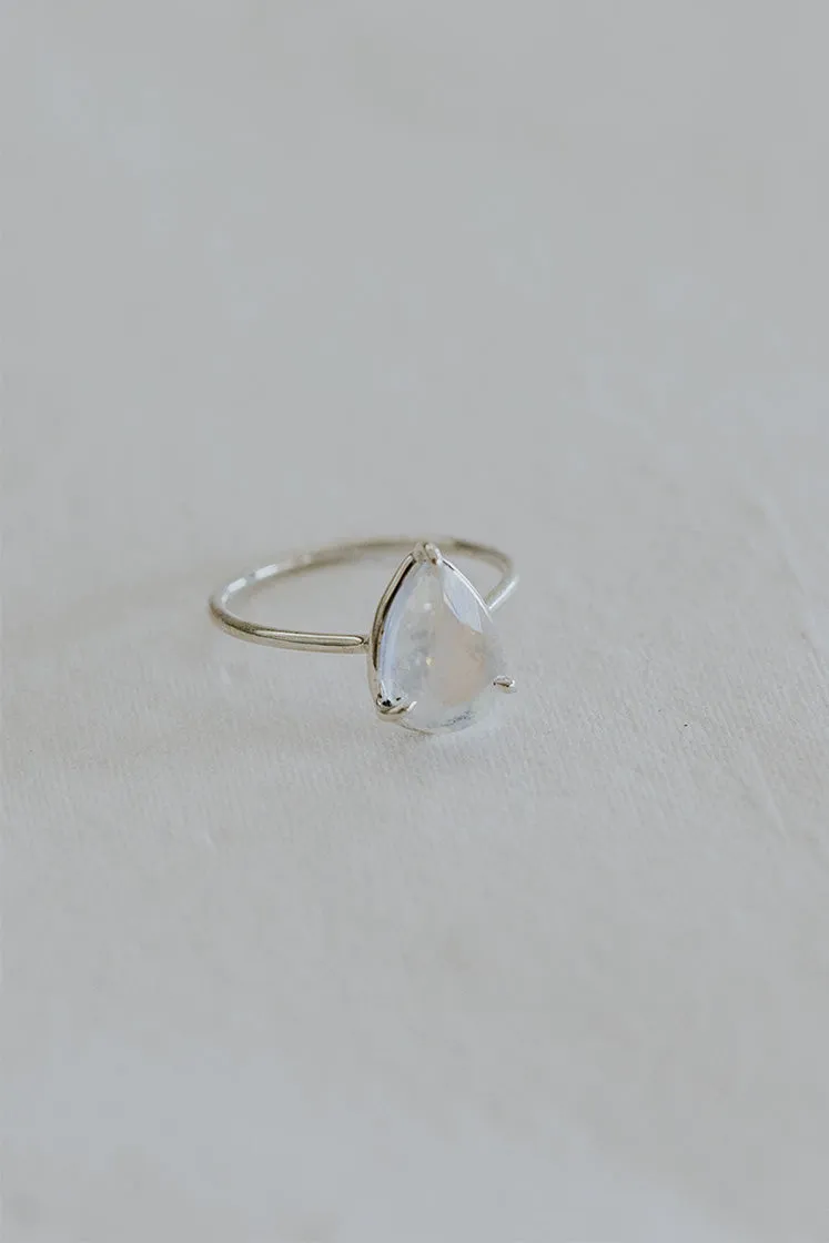 Moonstone Teardrop Ring - Sterling Silver
