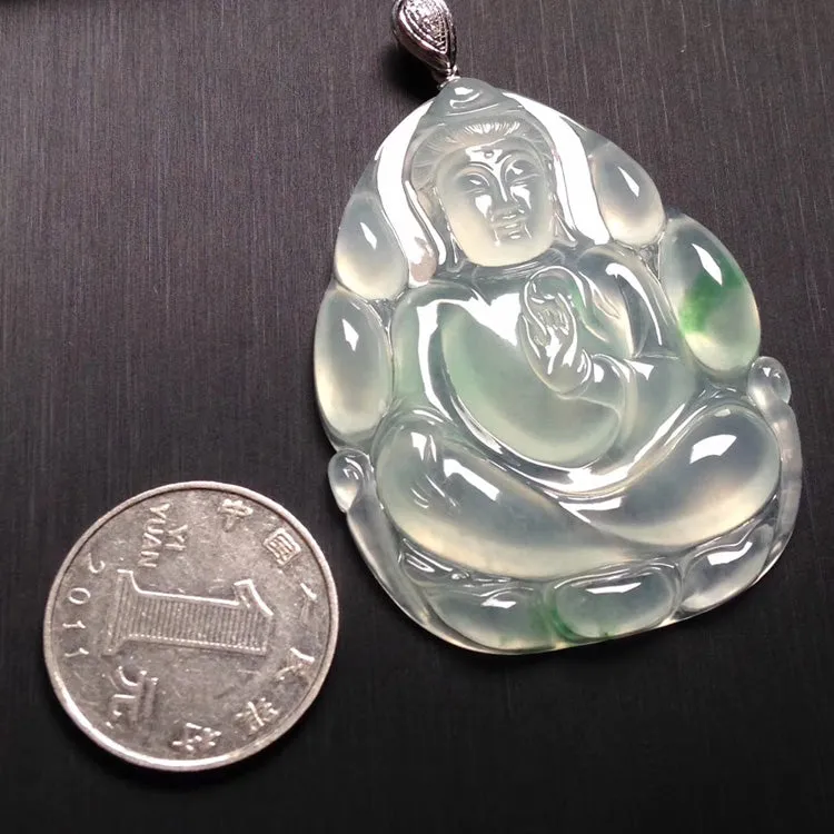Natural Jade Pendant Jadeite Guan Yin Pendant PT229