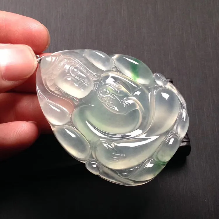 Natural Jade Pendant Jadeite Guan Yin Pendant PT229