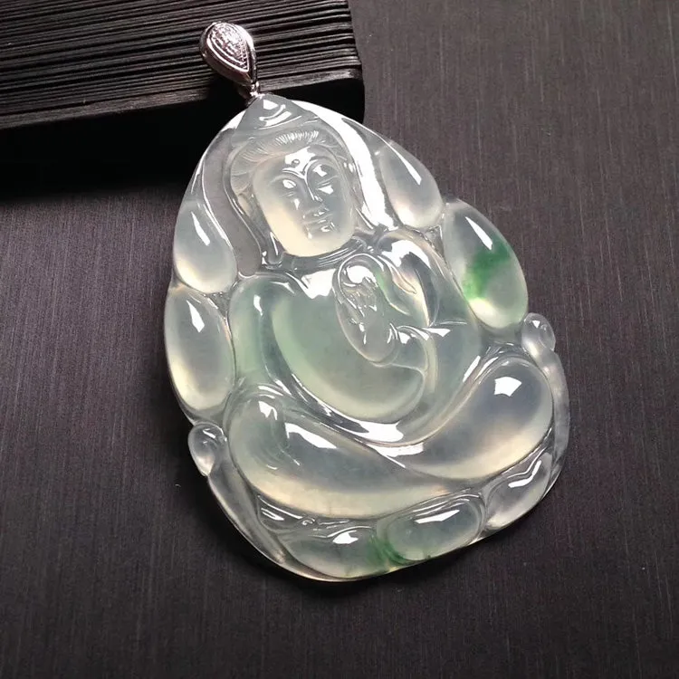 Natural Jade Pendant Jadeite Guan Yin Pendant PT229