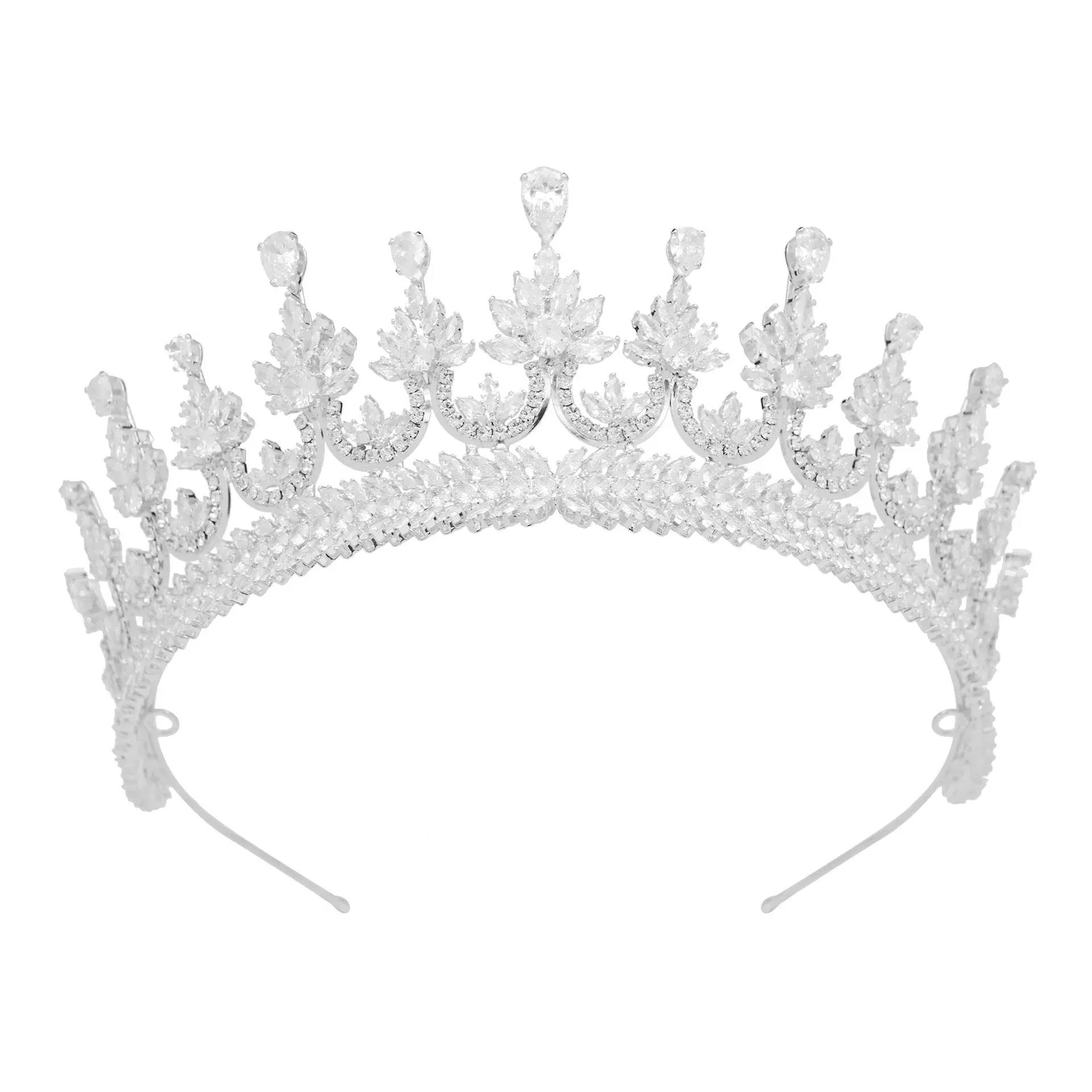 New Cubic Zircon Bride Crown Headwear Metal Electroplated Korean Style Wedding Hair Accessories GH0042