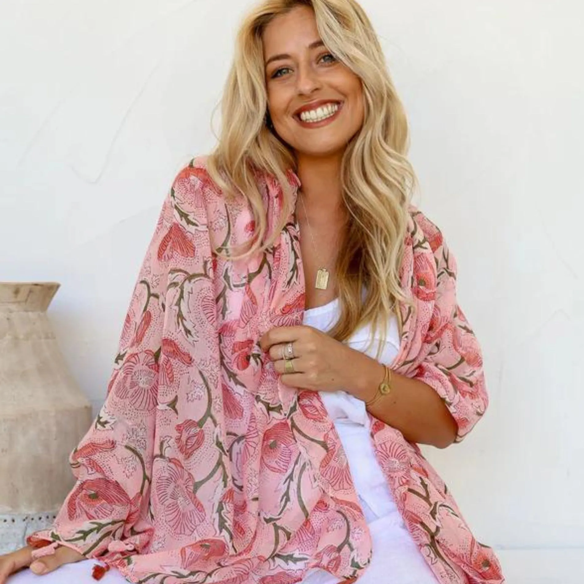 Pink Floral Burst Scarf