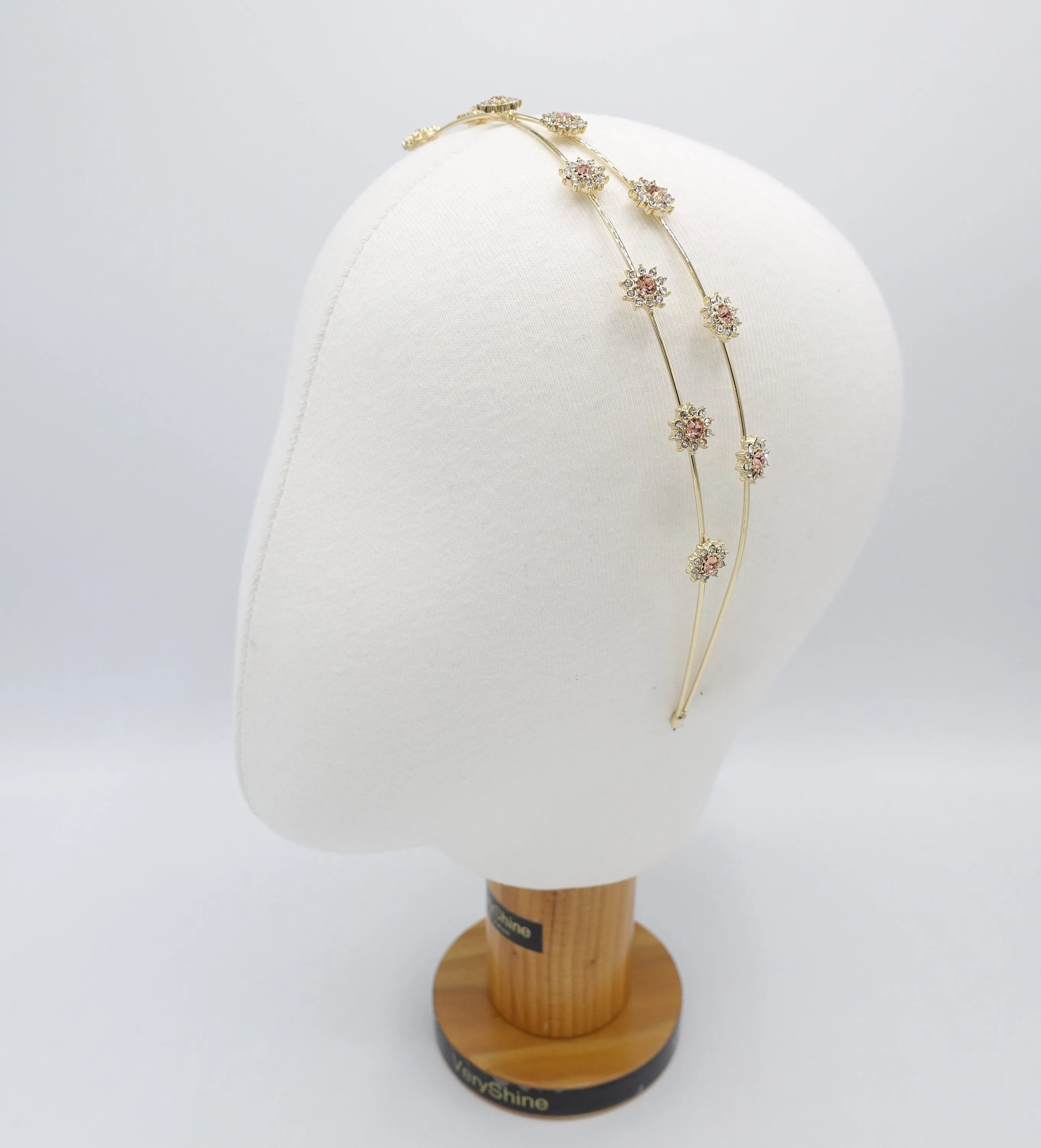 rhinestone flower headband, bling jewel cross headband for women