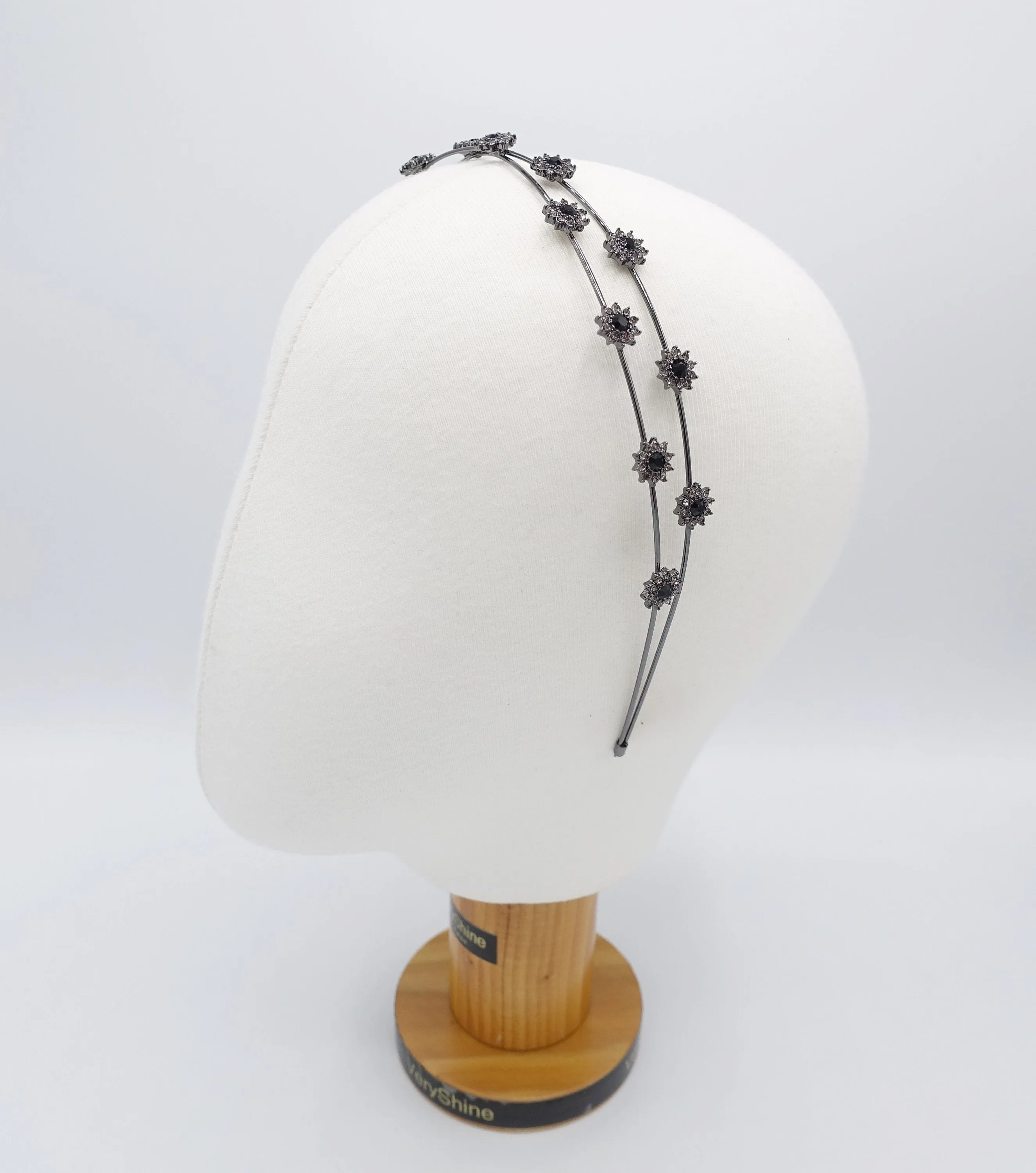 rhinestone flower headband, bling jewel cross headband for women
