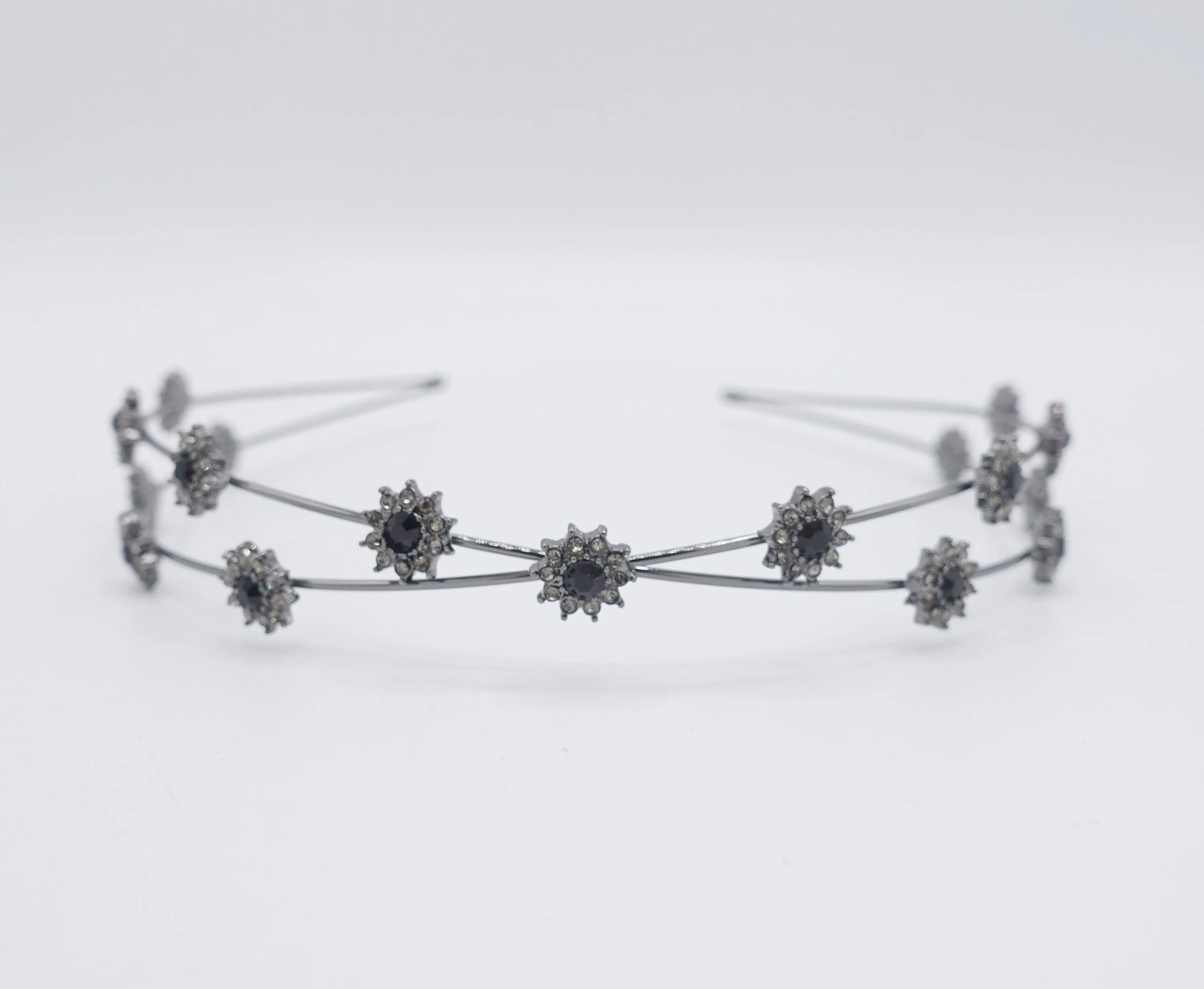 rhinestone flower headband, bling jewel cross headband for women