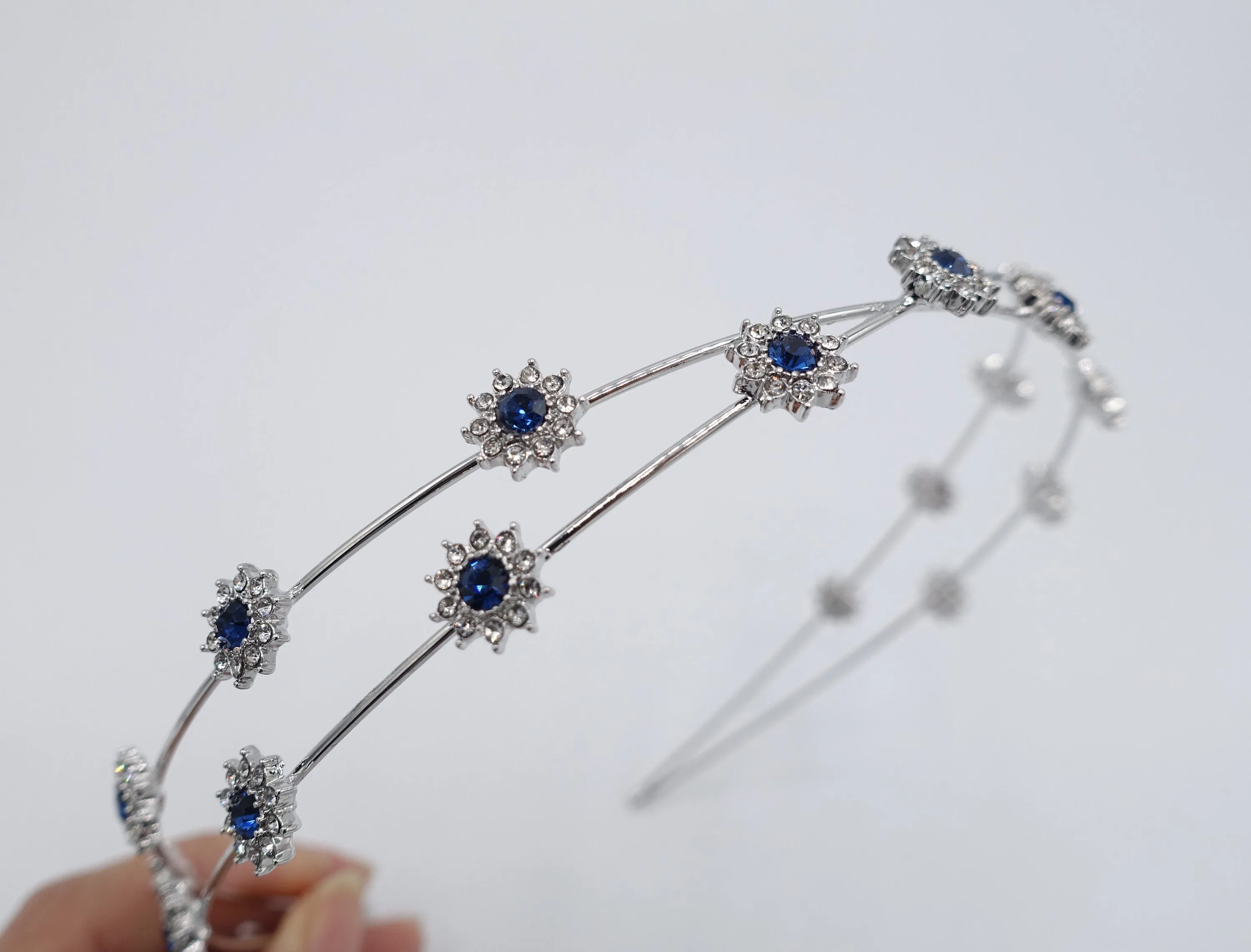 rhinestone flower headband, bling jewel cross headband for women