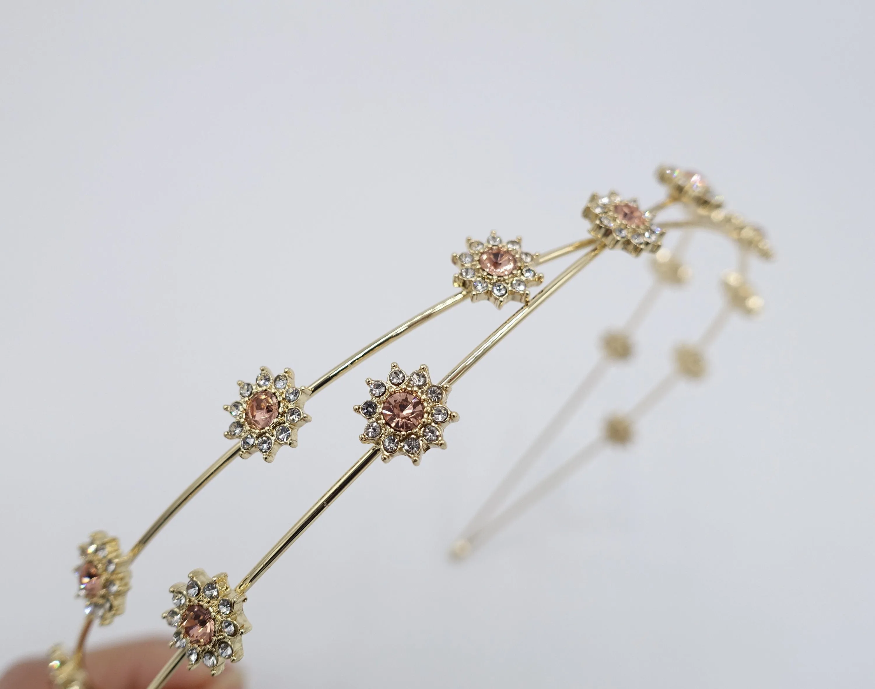 rhinestone flower headband, bling jewel cross headband for women