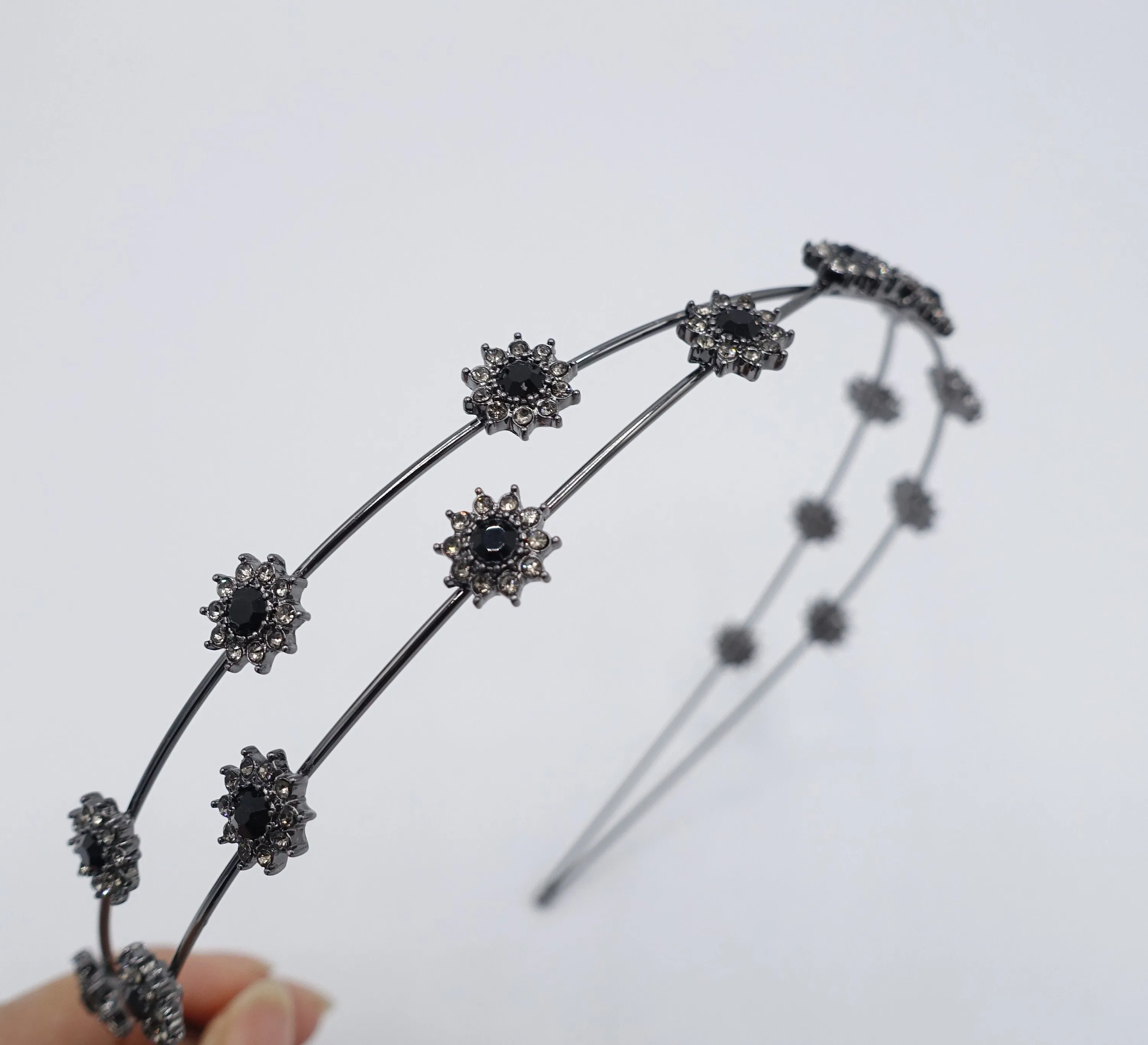 rhinestone flower headband, bling jewel cross headband for women