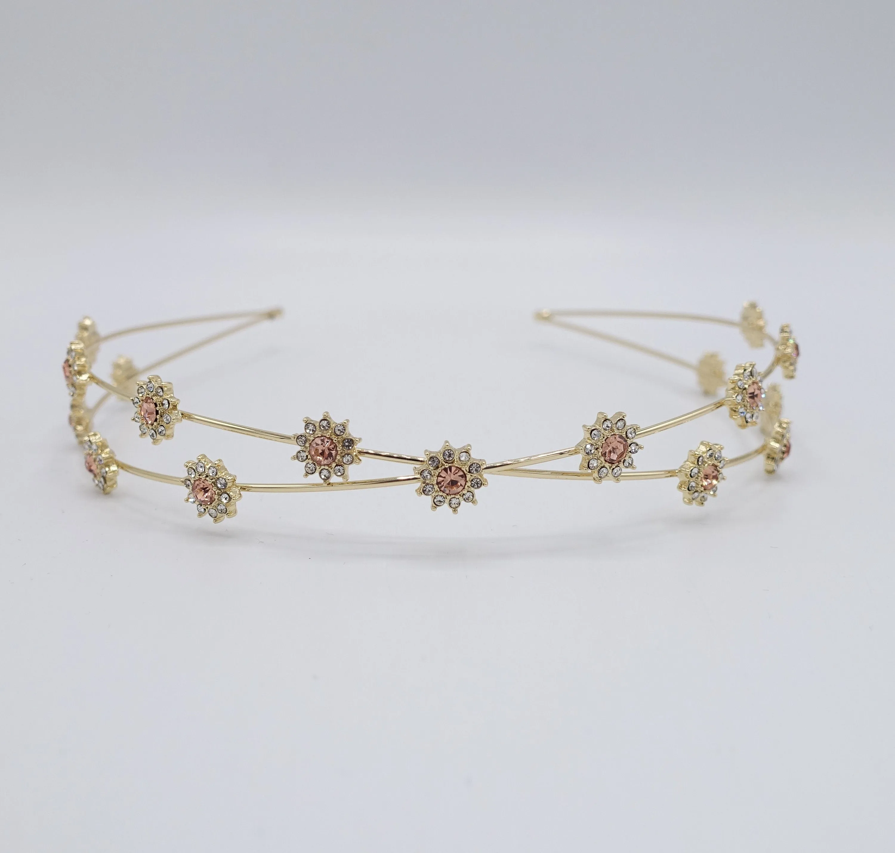 rhinestone flower headband, bling jewel cross headband for women