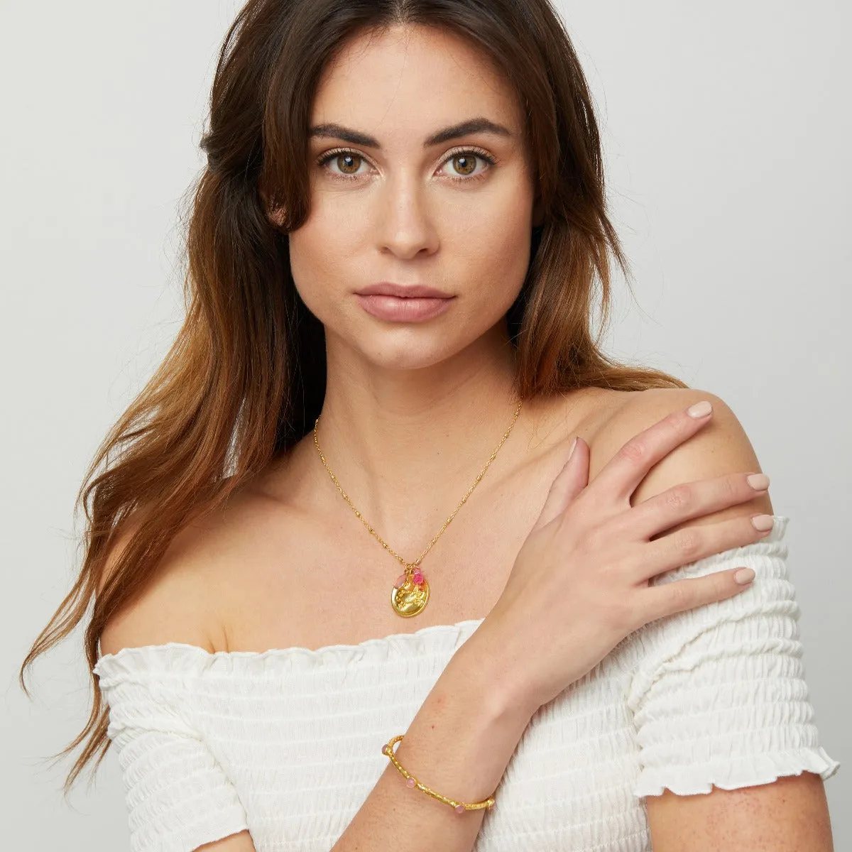 Sidney disc necklace  Pink Jade