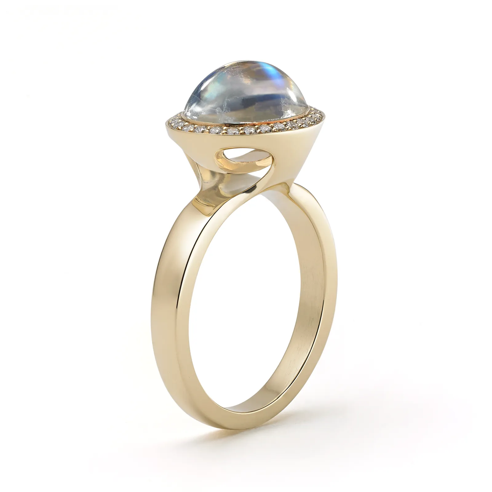 Steller Oval Rainbow Moonstone Ring