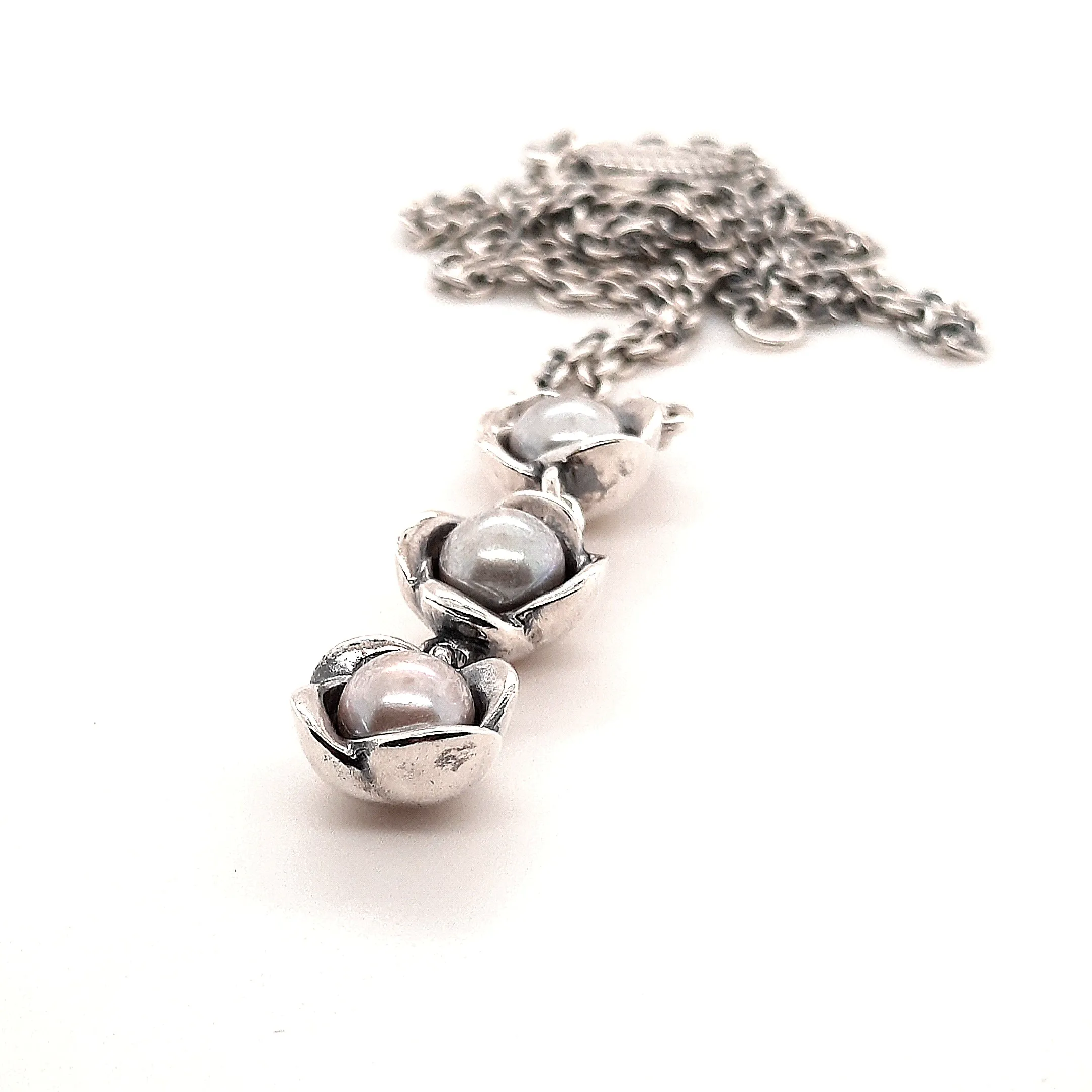 Sterling Silver & Pearl Three Wishes Pandora Necklace
