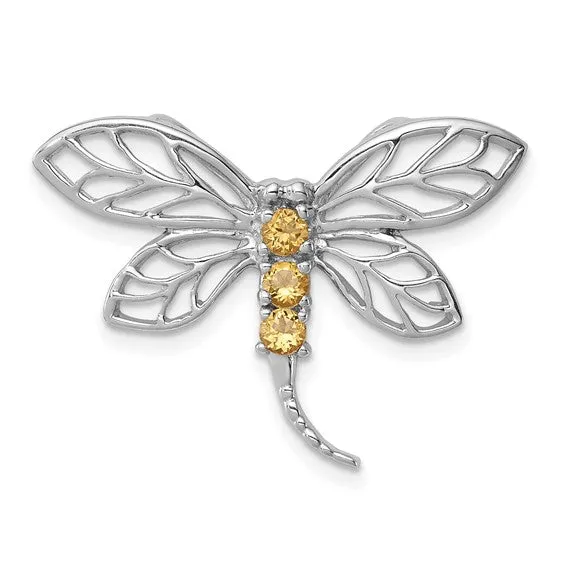 Sterling Silver Genuine Gemstone Dragonfly Slide Pendants