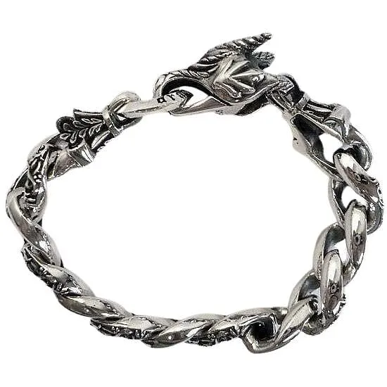 Sterling Silver Rider Dragon Mens Bracelet