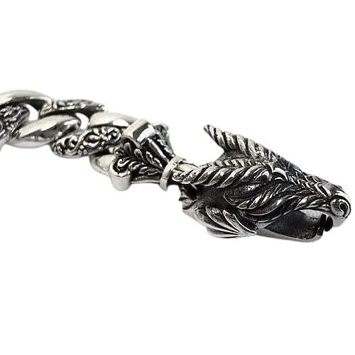 Sterling Silver Rider Dragon Mens Bracelet