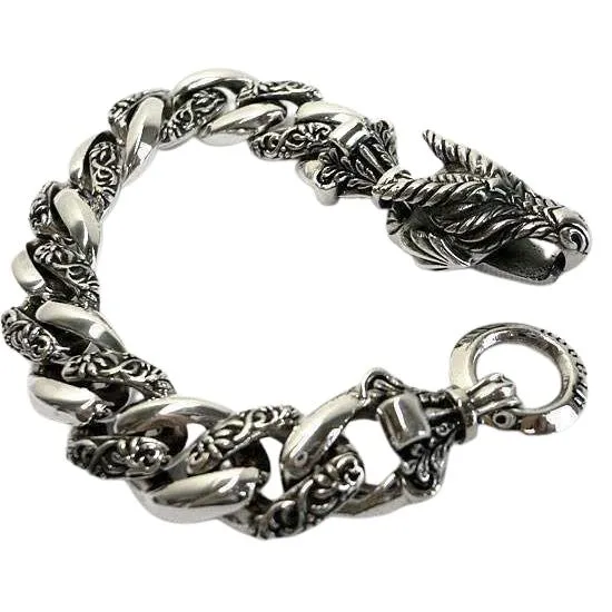 Sterling Silver Rider Dragon Mens Bracelet