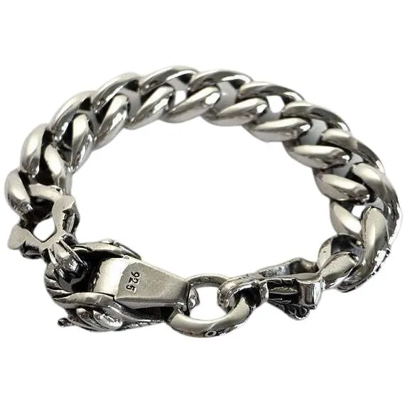 Sterling Silver Rider Dragon Mens Bracelet