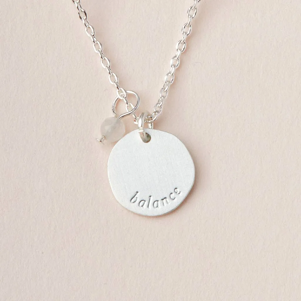 Stone Intention Charm Necklace - Moonstone / Silver