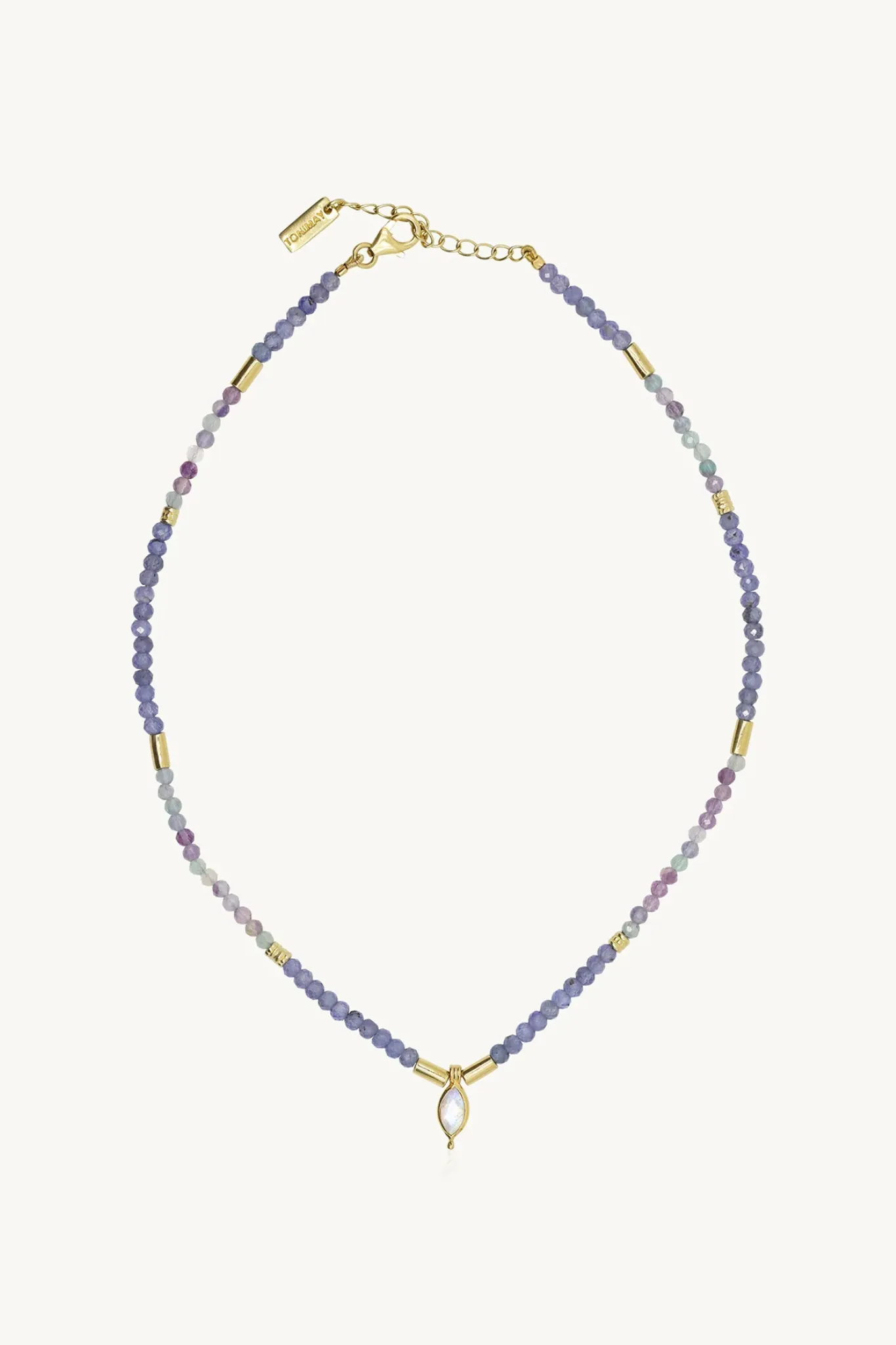 Theia Tanzanite & Fluorite Gold Beaded Necklace