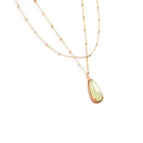 TRACEY CHEN | Pear Jadeite Double Chains Necklace